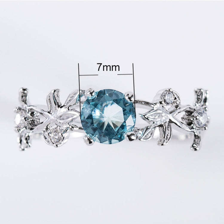 Crystal Vine Leaf Design Engagement Ring Fashion For Women Jewelry, Ring Size:7(White)