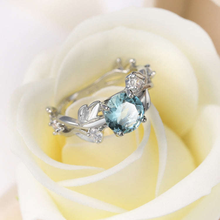 Crystal Vine Leaf Design Engagement Ring Fashion For Women Jewelry, Ring Size:7(White)