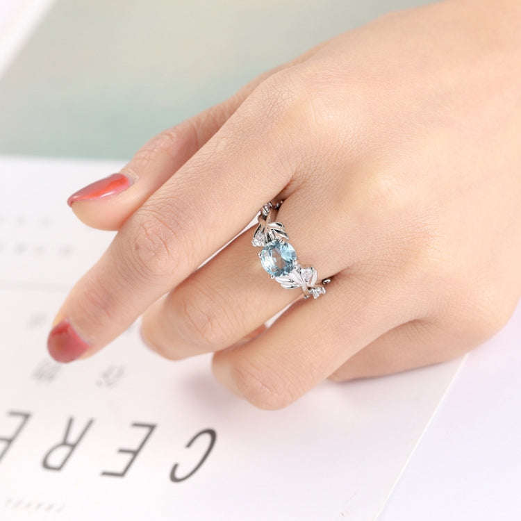 Crystal Vine Leaf Design Engagement Ring Fashion For Women Jewelry, Ring Size:7(White)