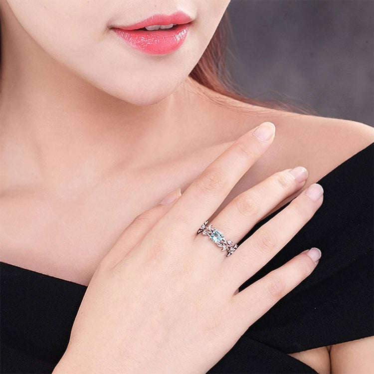 Crystal Vine Leaf Design Engagement Ring Fashion For Women Jewelry, Ring Size:7(White)
