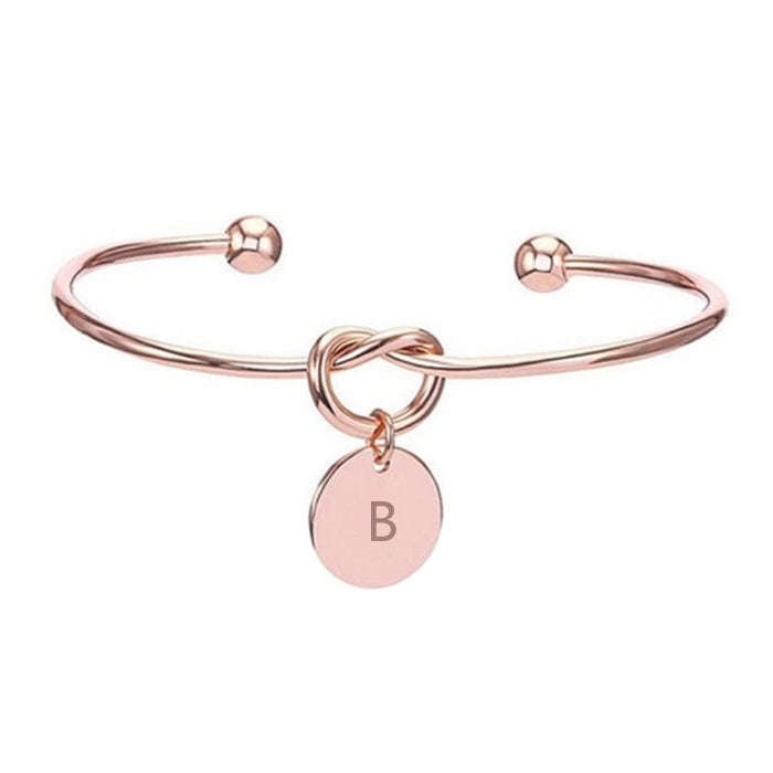 Alloy Letter Bracelet Snake Chain Charm Bracelets(Rose Gold)