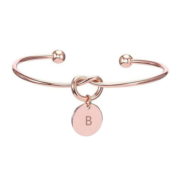 Alloy Letter Bracelet Snake Chain Charm Bracelets(Rose Gold)