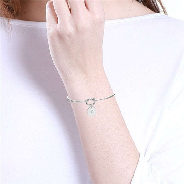 Alloy Letter Bracelet Snake Chain Charm Bracelets(Rose Gold)