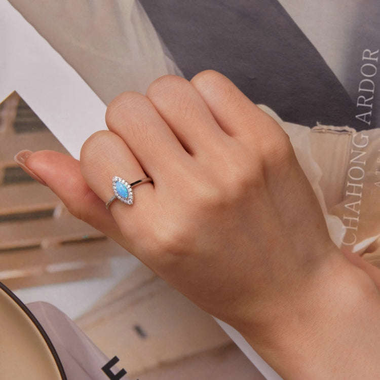 BSR350 Sterling Silver S925 Demon Eye Synthetic Opal Plated Gold Ring(No.8)