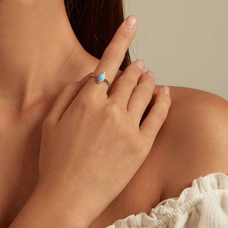 BSR350 Sterling Silver S925 Demon Eye Synthetic Opal Plated Gold Ring(No.8)