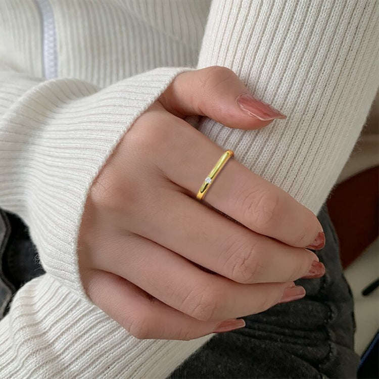 925 Sterling Silver Small Square Plain Ring, Size: No. 16 (US No. 8)(White Gold)