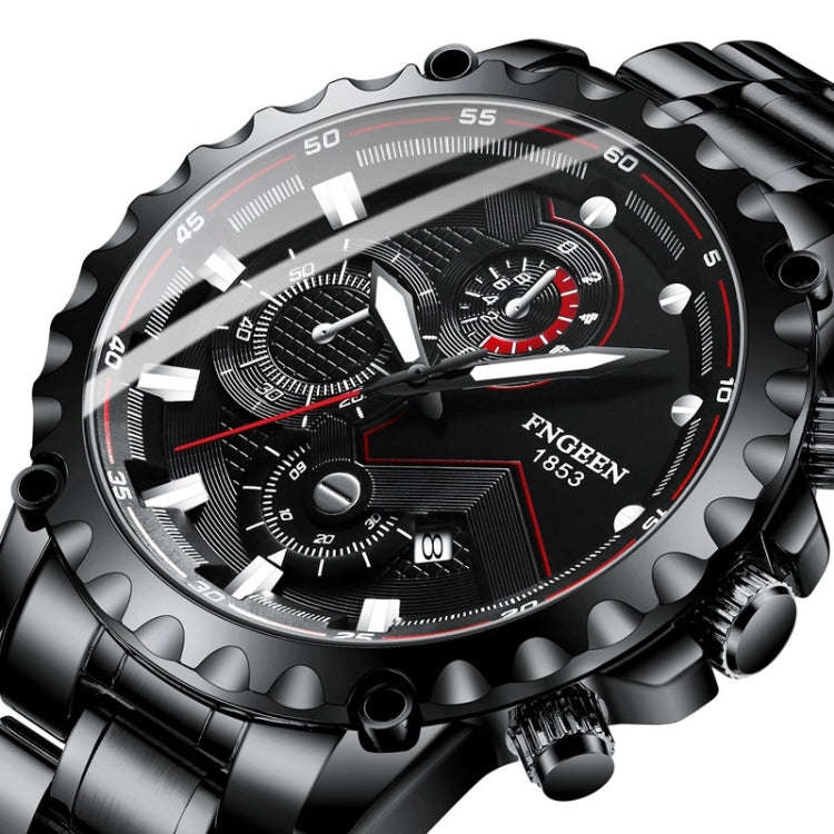 FNGEEN 5757 Men Waterproof Sports Fashion Stainless Steel Watch(Black Steel Black Surface)