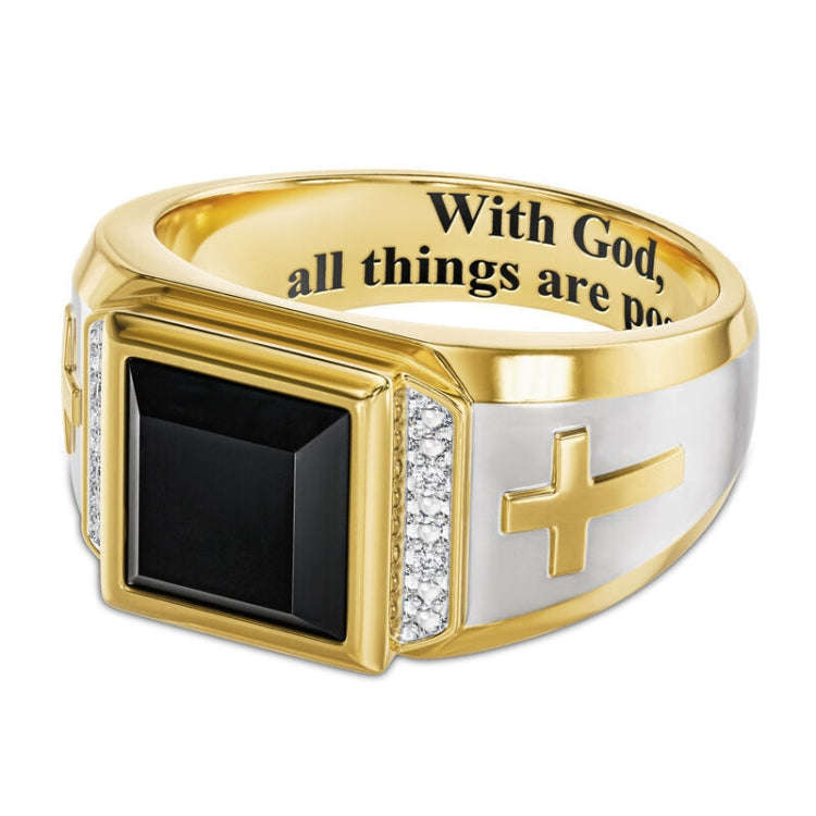 5 PCS 18K Gold Cross Ring Thorns Crown  Ring For Men, Size: 10