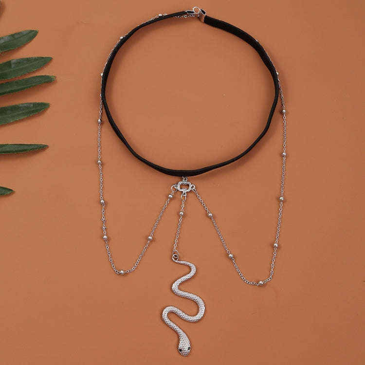 BT192-1 Elastic Snake Long Anklet Body Chain Accessories(Silver)