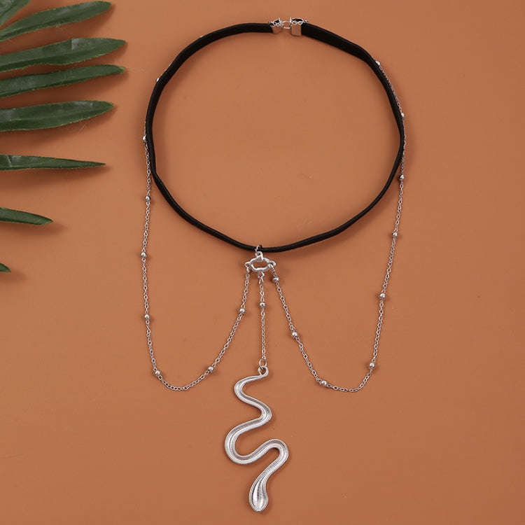 BT192-1 Elastic Snake Long Anklet Body Chain Accessories(Silver)