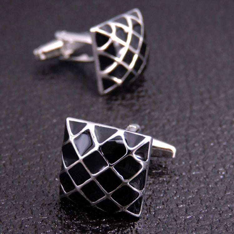 Laser Metal Brass Men Shirt Cufflinks, Color: Black silver net