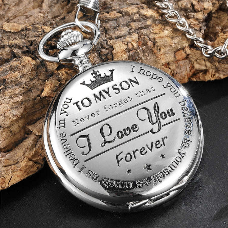 Engraved Vintage Commemorative Quartz Pocket Watch Round Watch, Style: Forever (Silver)