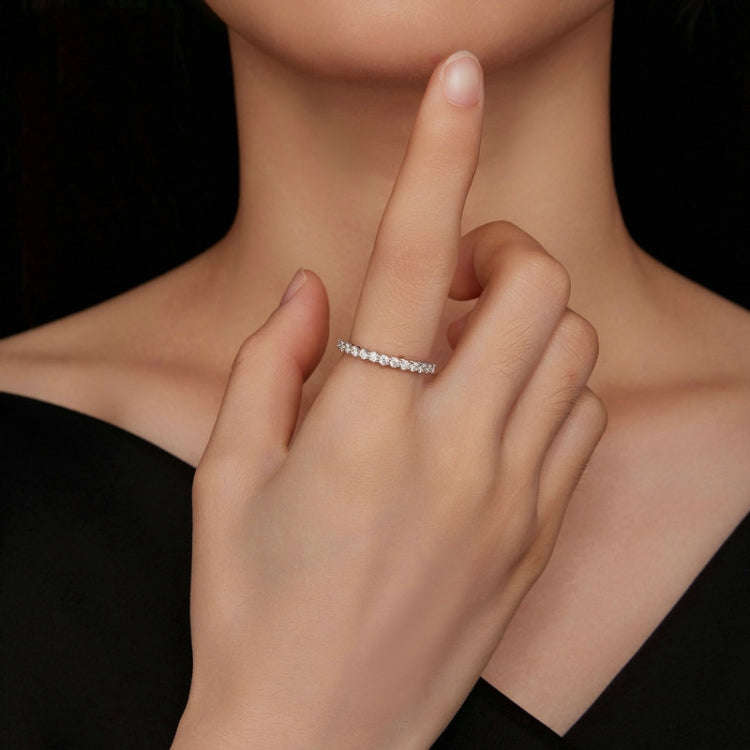MSR014-A Sterling Silver S925 Plated Plated Row Moissanite Ring(No.6)