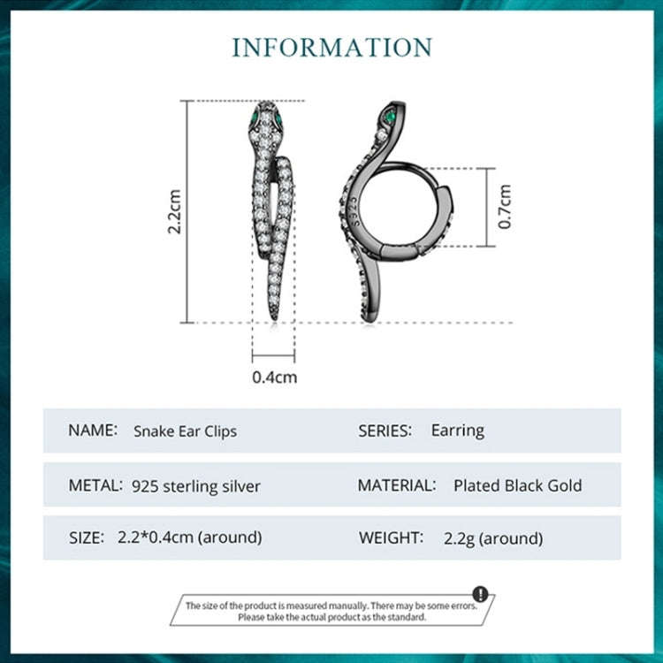BSE669-D Sterling Silver S925 White Gold Plated Zircon Snake Earrings