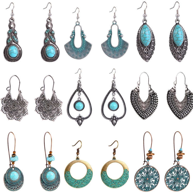 E2204-6 Turquoise Ethnic Style Earrings Temperament Simple Vintage Earrings