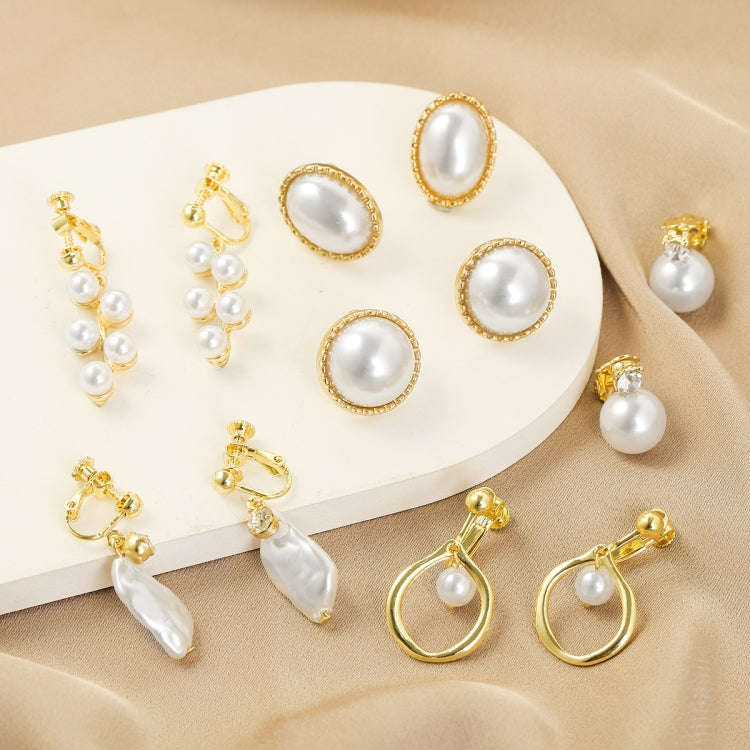 E2208-7 Drag Colorful Pearls Baroque Earrings Pearl Ear Clip Women Without Ear Piercing