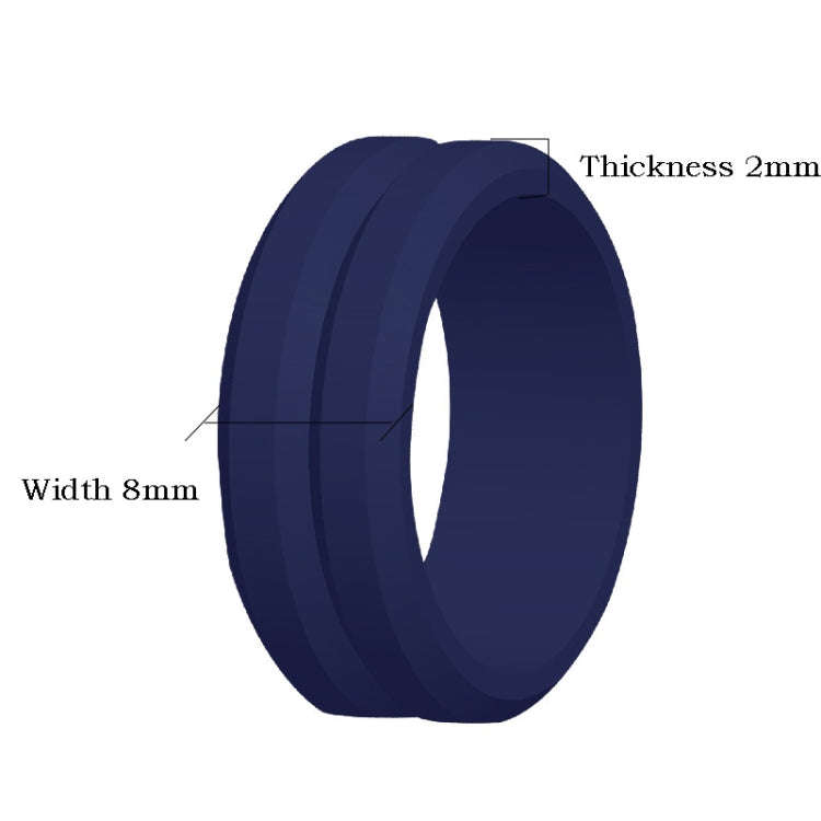 SiR053 V Shaped Grooved Edge Silicone Ring Outdoor Sports Couple Ring No.9(Dark Blue)