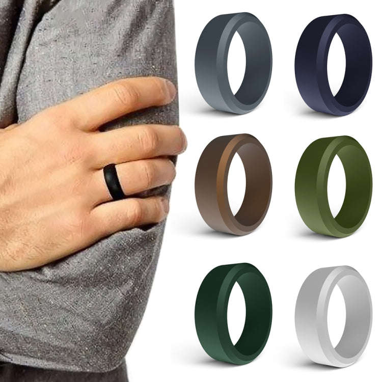 SIR062 8MM Wide Bevel Silicone Ring Sports Ring No.14(Dark Gray)