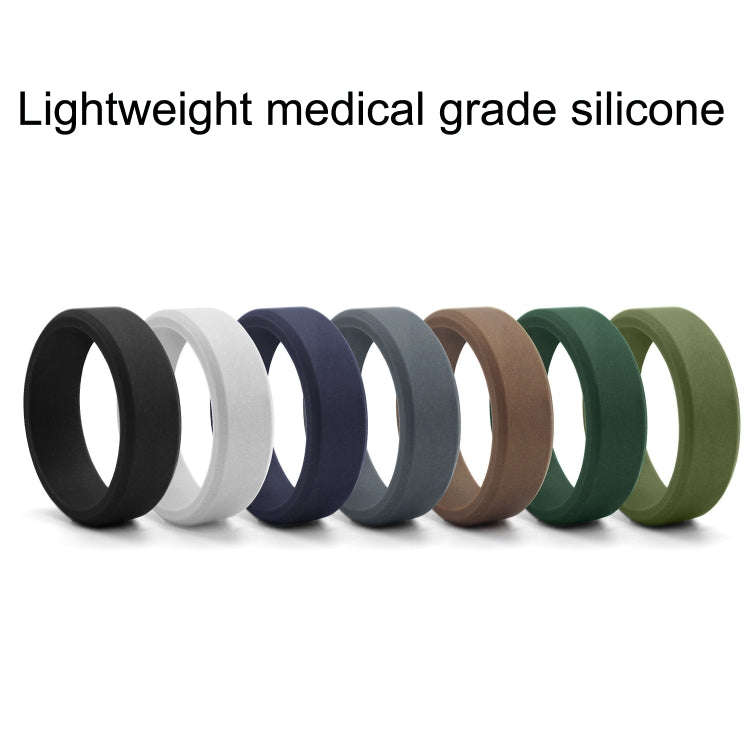SIR062 8MM Wide Bevel Silicone Ring Sports Ring No.14(Dark Gray)