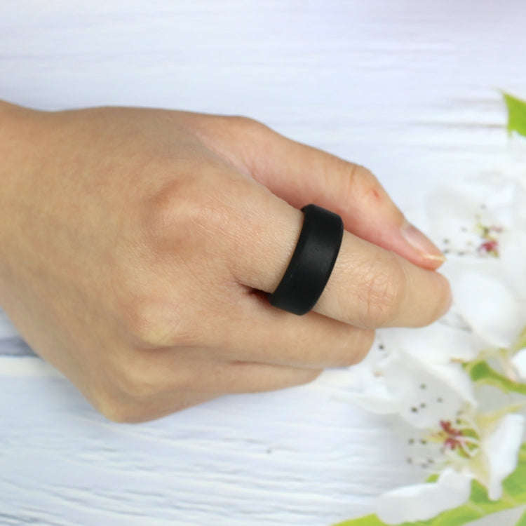 SIR062 8MM Wide Bevel Silicone Ring Sports Ring No.14(Dark Gray)