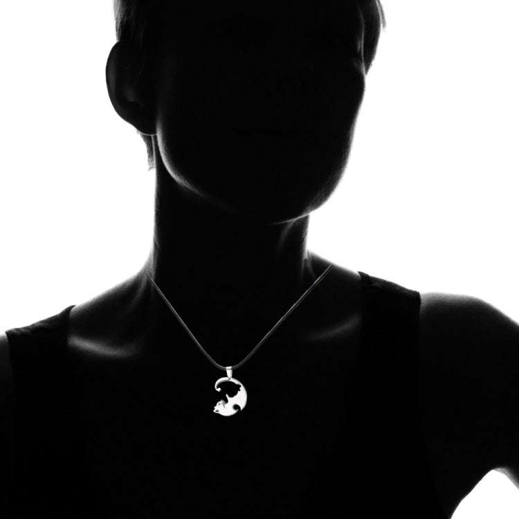 Couples Jewelry Necklaces Titanium Steel Animal Cat Pendants Necklace(White and Black Cat with Me...
