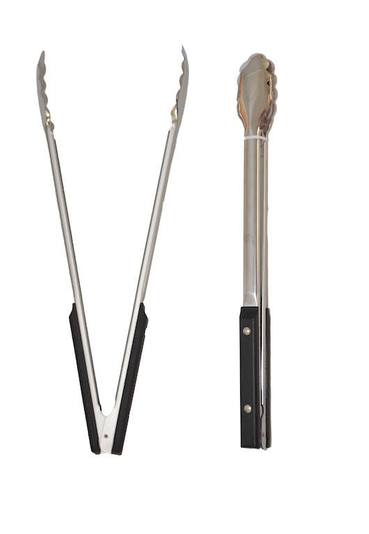 Stainless Steel 40cm Black Handle Braai Tongs