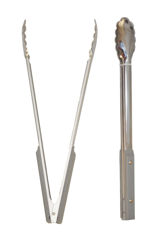 Stainless Steel 40cm Grey Handle Braai Tongs