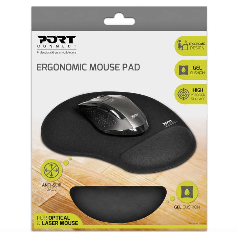 Port Ergonomic Gel Mouse Pad  Black