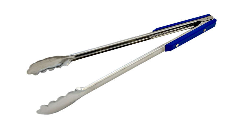 Stainless Steel 40cm Royal Blue Handle Braai Tongs