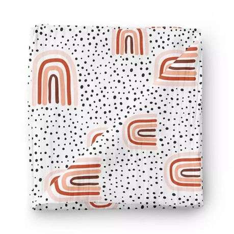 JenJen Bamboo Cotton Swaddle Blanket-Rainbow and Dots