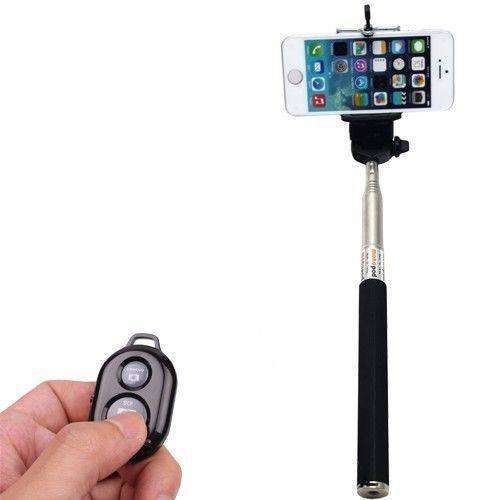 Bluetooth Shutter Extendable Handheld Selfie Stick Monopod for iPhone 6 Samsung - Purple