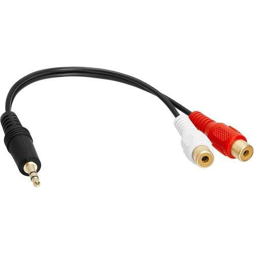 AUX cable 3.5mm Aux to 2 RCA Female Audio Stereo Cable (6 inch)