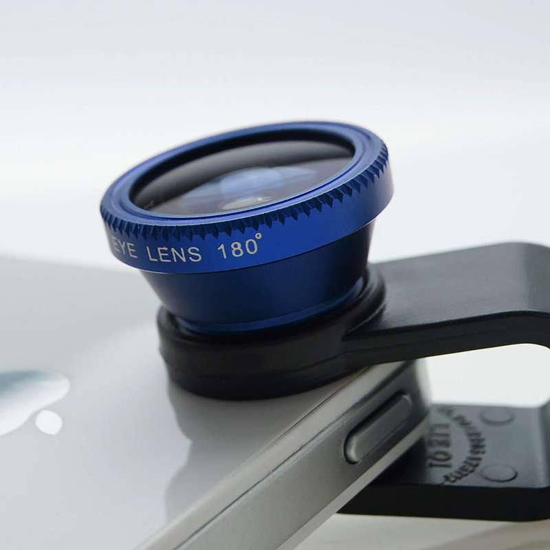 3-in-1 Smartphones, tablets Camera Lens Kit with Clip - Wide Angle, Fisheye & Macro Lenses - Pink