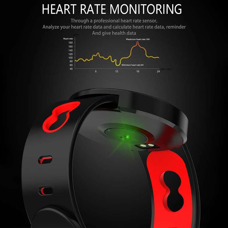 Smart Watch Heart Rate Monitor Tracker Fitness Watch Z8 - Black & red