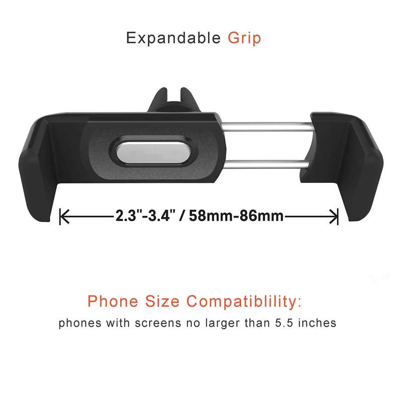 Universal Air Vent Car Cell Phone Holder for Samsung, iPhone & Other Smartphones - Black