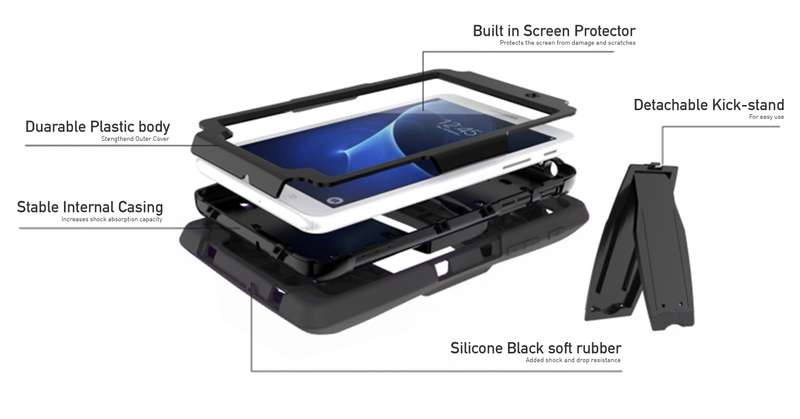 Rugged Stand Protective Case with Stand and Built in Screen Protector for Samsung Galaxy Tab 4 7"...