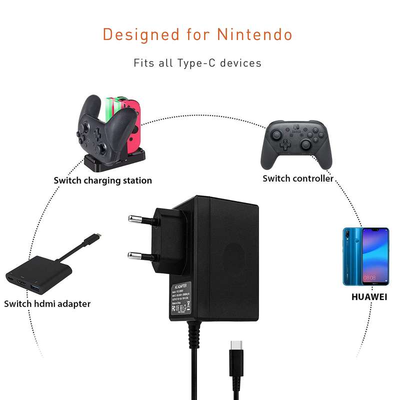 Travel Wall AC Adapter Cable for Nintendo Switch - by Raz Tech