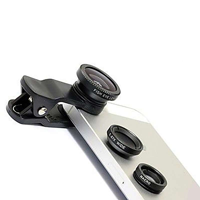 3-in-1 Smartphones, tablets Camera Lens Kit with Clip - Wide Angle, Fisheye & Macro Lenses - Pink