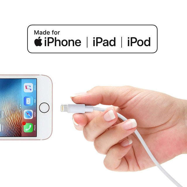iPhone USB Charging Cable for iPhone 5, 6, 7, 8 and X - White (Pack of 2)