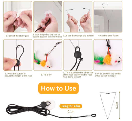 Cat Feather Toys Set, Interactive Toys, Cat Wand Toys, Hanging Cat Toys