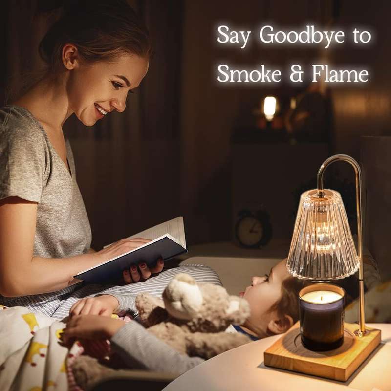 Candle Warmer Table Lamp with 2 Bulbs, Dimmer Timer & Adjustable Height
