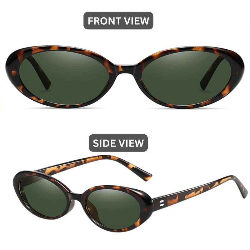Retro Oval Sunglasses for Women,Girls and Youth, Fashion 90s Vintage Shades - Cat Eyes