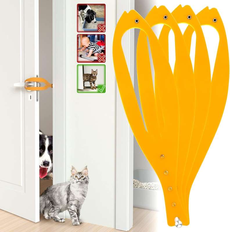 Cat Door Latch & Cat Door Stopper, Adjustable Interior Door Strap For Cats