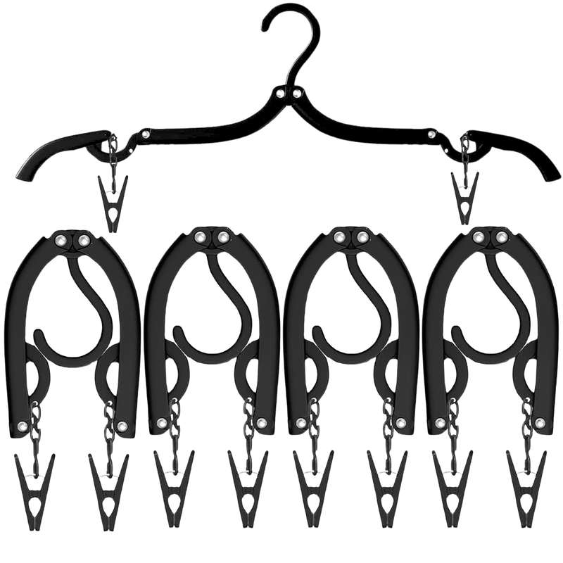5 Pieces Travel Foldable Hangers With Clips, Portable Travel Essentials