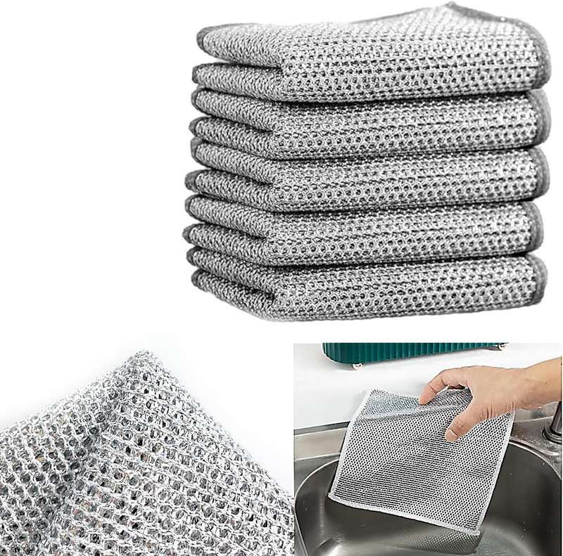 10 Pcs Multifunctional Non-Scratch Wire Dishcloth, Silver Wire Washing Cloth