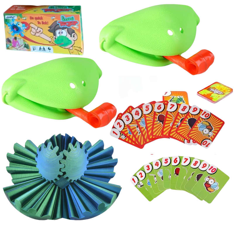 4 Pieces Frog Tongue Fun Game and 3D Colorful Gear Sphere Ball, Party Game