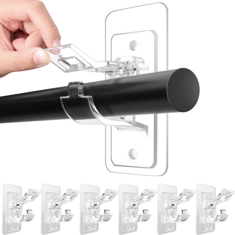 No Drill Needed Curtain Rod Holders, Curtain Hooks, Self Adhesive, Brackets