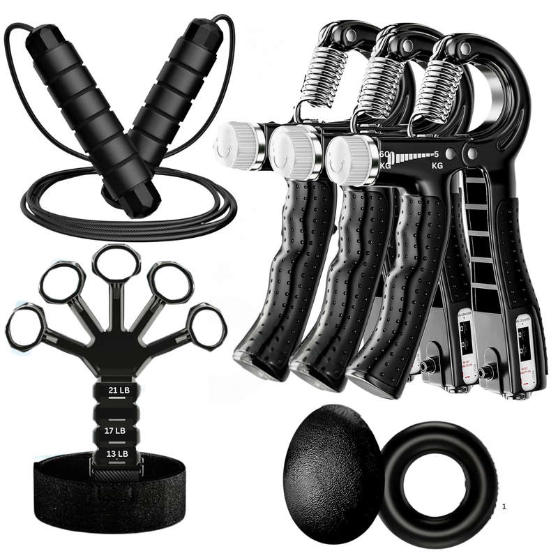 Tangle Free Jump Rope, Grip Strength Trainer Kit with Automatic Count & Bag