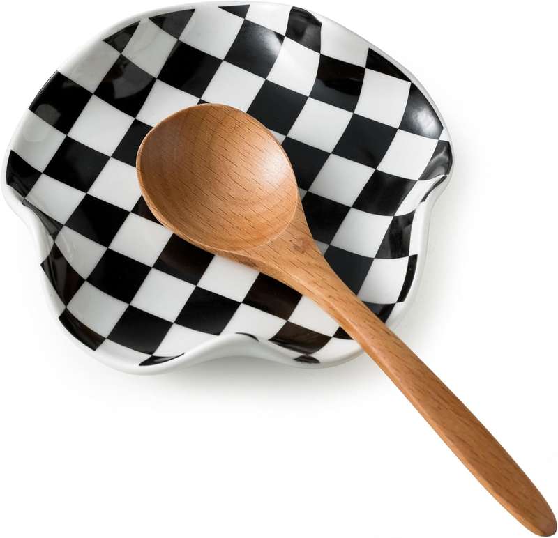 Ceramic Spoon Rest for Stove Top - Spoon Holder Utensil Rest - Black