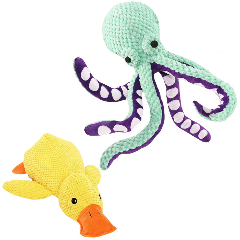 2 Pack Dog Toys, Large Squeaky Plush Dog Toy & Calming Duck Toy for Aggressive Chewers, Training ...